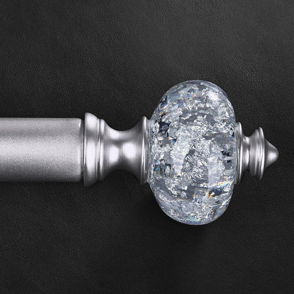 JRZOO crystal finials on the silver curtain rod add a premium decorative touch