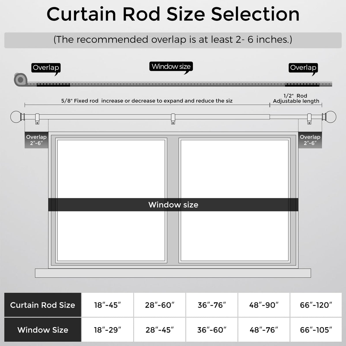 Smooth matte black finish on JRZOO curtain rods for a clean look.