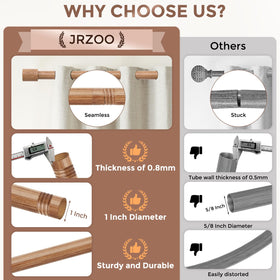JRZOO wood curtain rod heavy-duty build shown for sturdy drapery support
