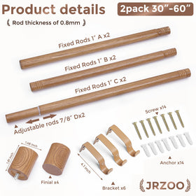JRZOO bedroom/living room setup featuring wood curtain rod