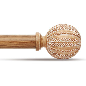 JRZOO wood curtain rod with wheat finial for rustic living room décor.