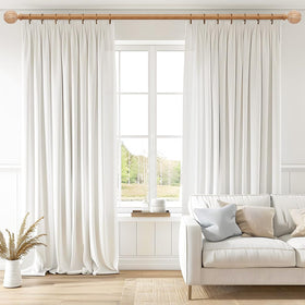 JRZOO wood grain finish on curtain rod enhances vintage farmhouse style.
