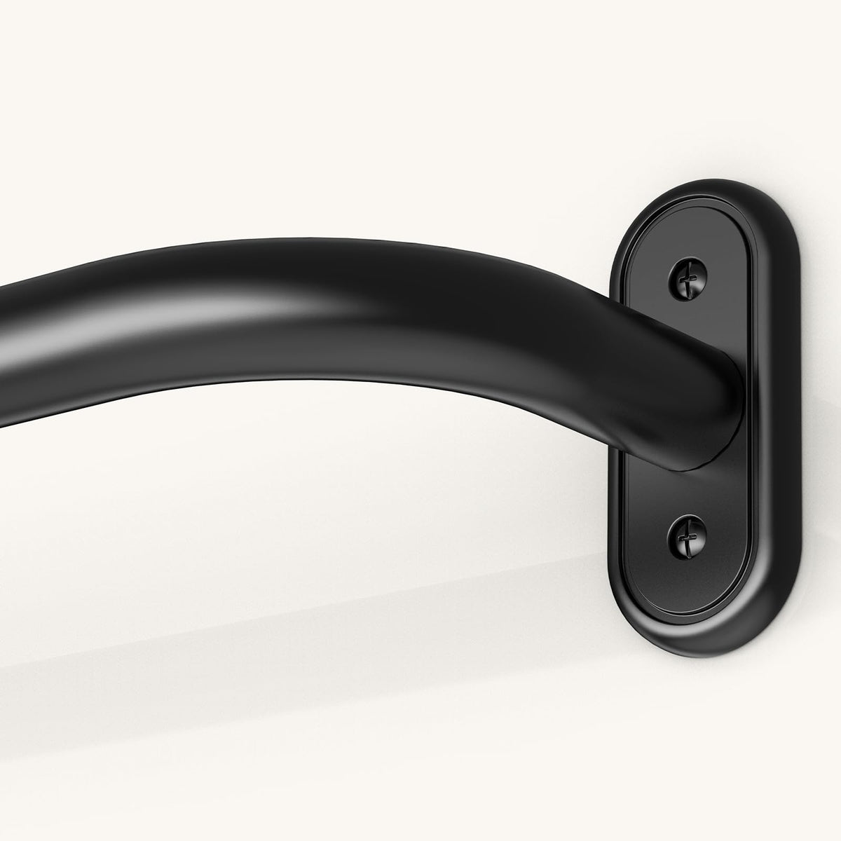 JRZOO wrap-around curtain rod in matte black for 48-84 inch windows.