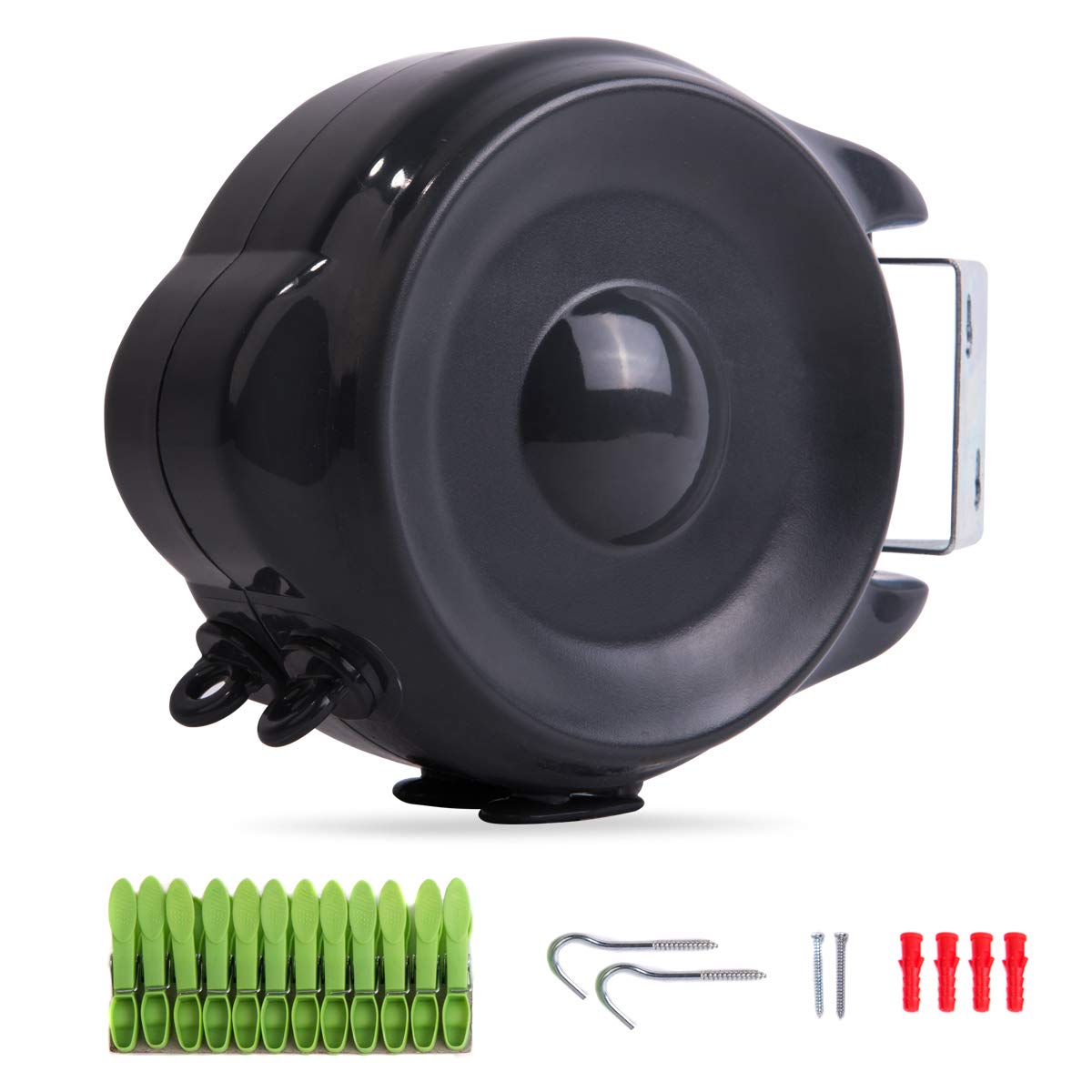 JS HANGER retractable clothesline extends to 99 feet for flexible indoor or outdoor drying.