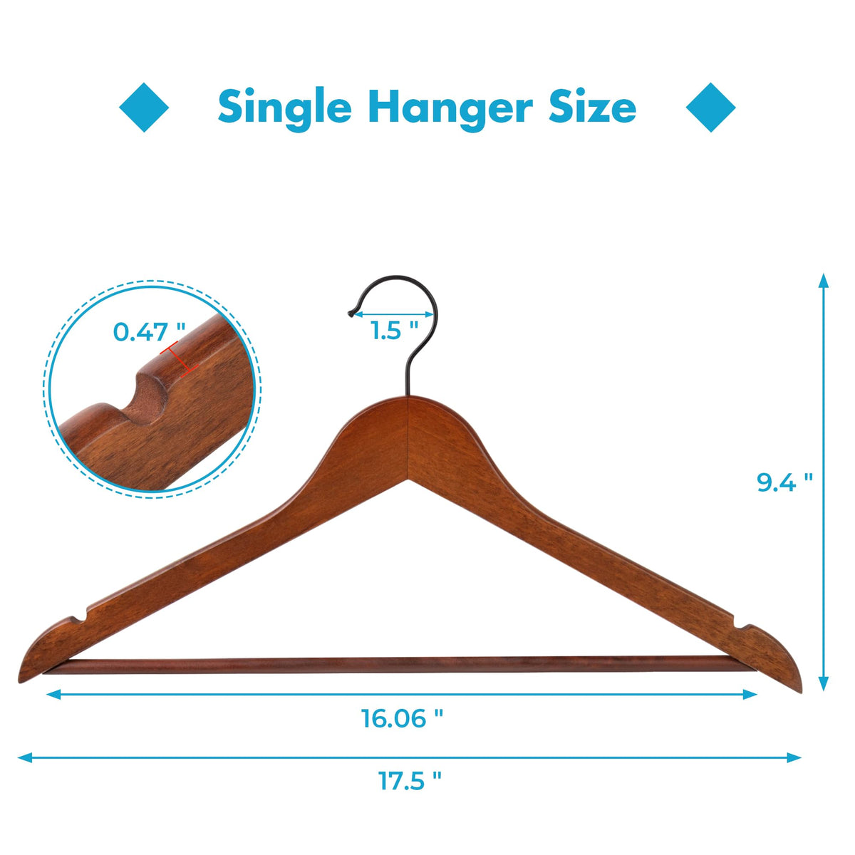 JS HANGER natural wood grain and smooth finish helps maintain garment shape.