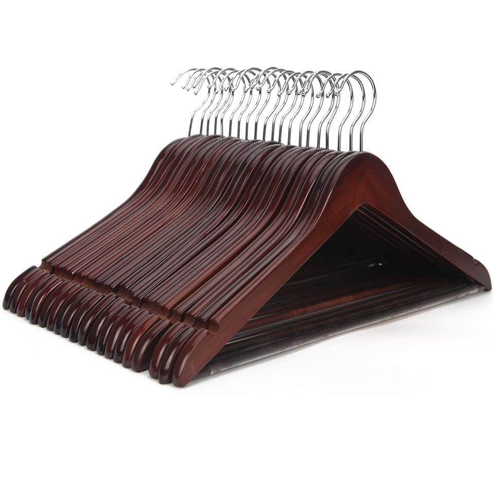 JS HANGER wooden coat hangers 20-pack for sturdy closet organization.