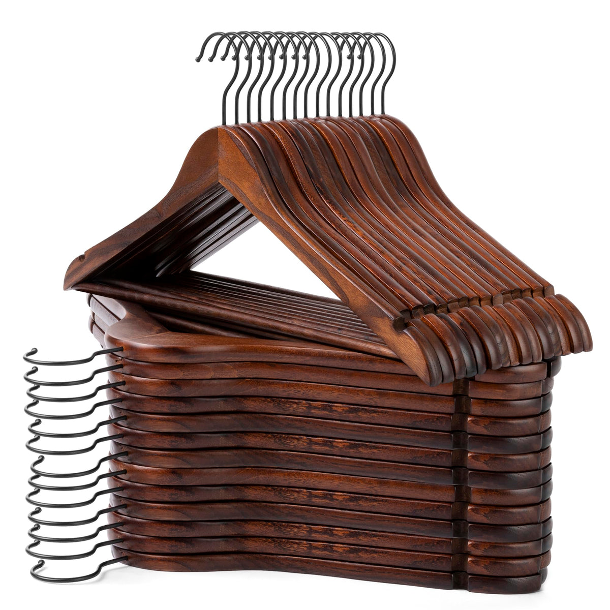 JS HANGER wooden hangers front view shows solid construction for lasting closet organization.