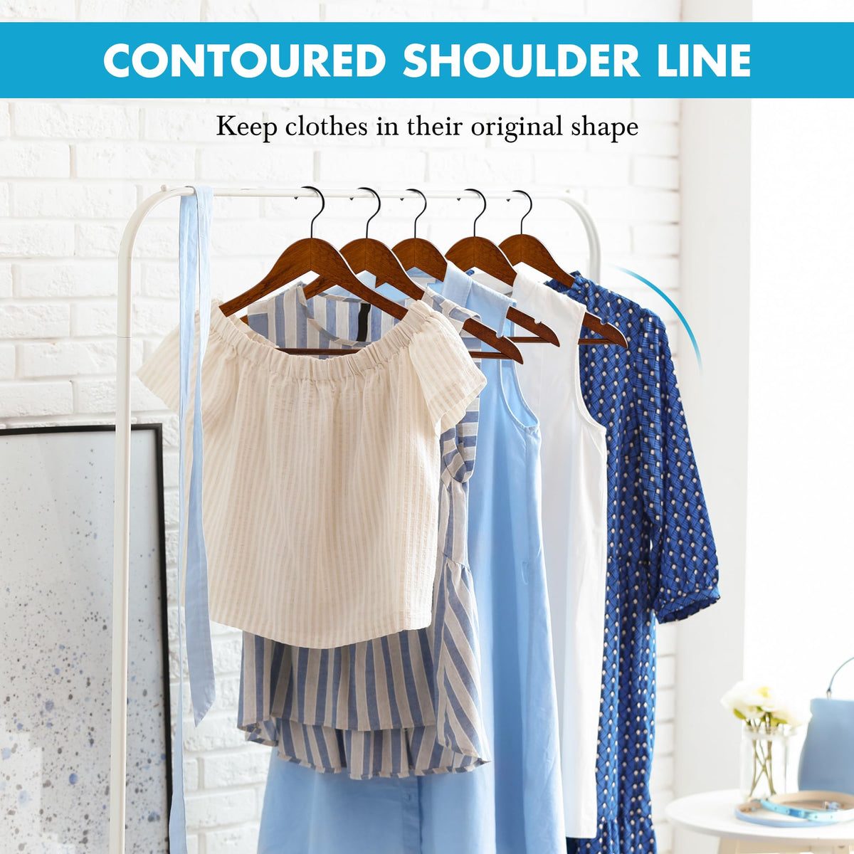 JS HANGER wooden hangers side view highlights compact profile for slim spaces.