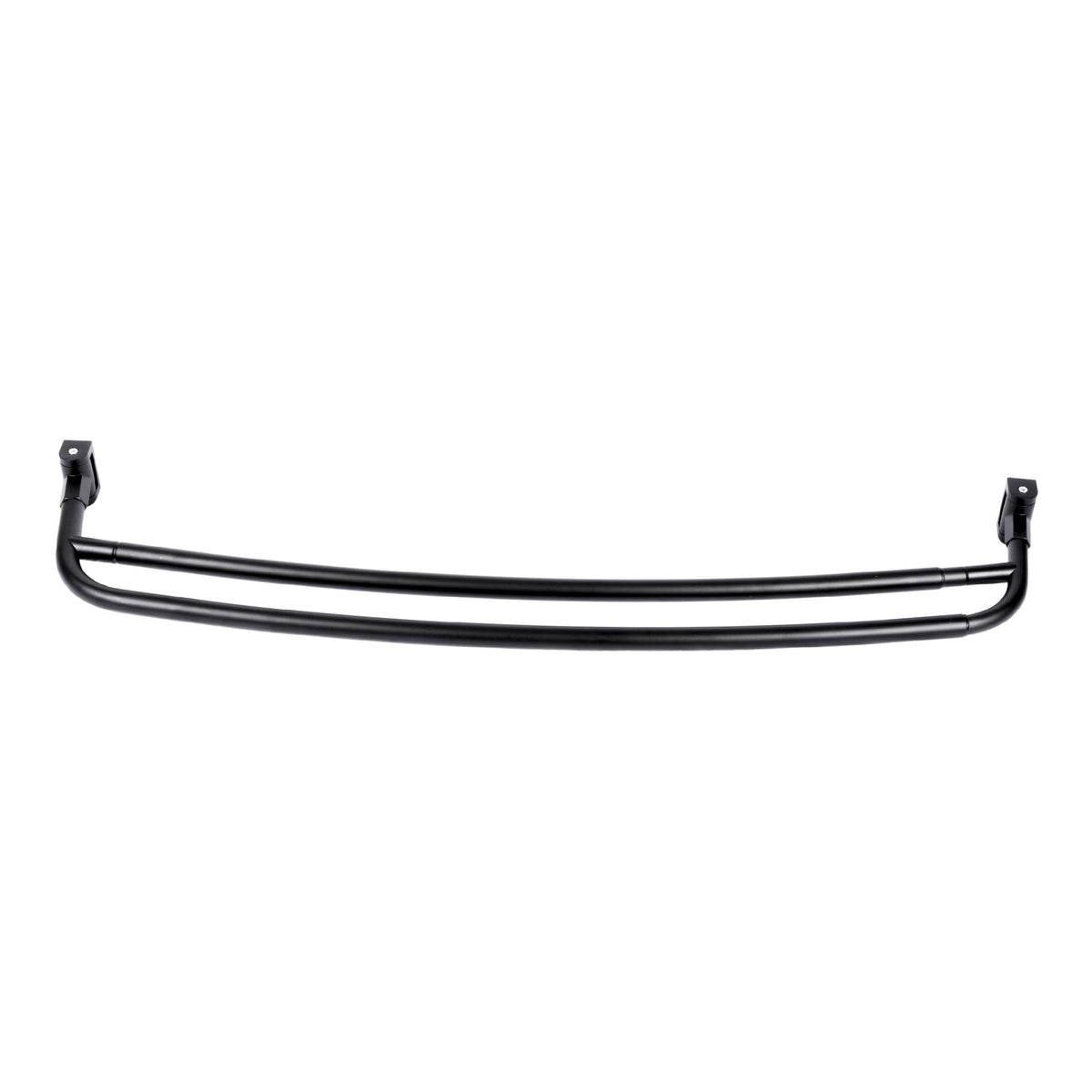 JS Jackson Supplies black finish shower rod enhances modern bathroom style.
