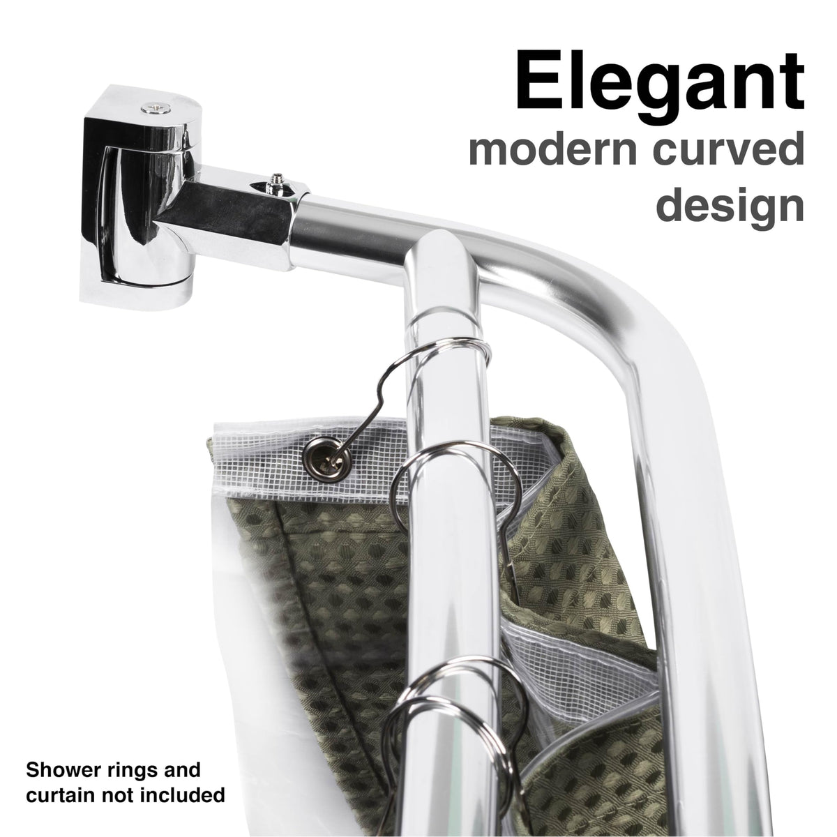 JS Jackson Supplies chrome finish shower rod adds a modern, gleaming touch.