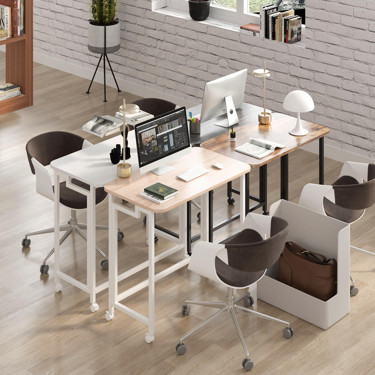 JSB white rustic brown finish complements modern workspaces.