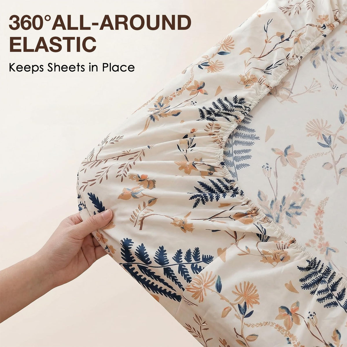 JSD Boho Floral sheet set displayed on a cozy bed for comfort.