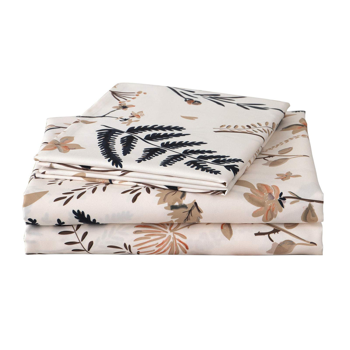 JSD Boho Floral flat sheet with bold pattern enhances bedroom style.