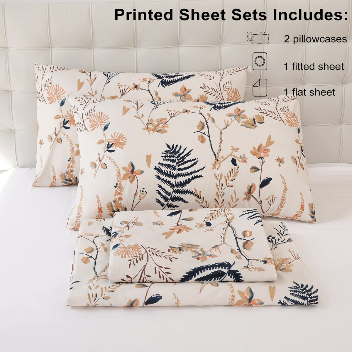 JSD Boho Floral fitted sheet with 15 inch deep pocket for secure fit