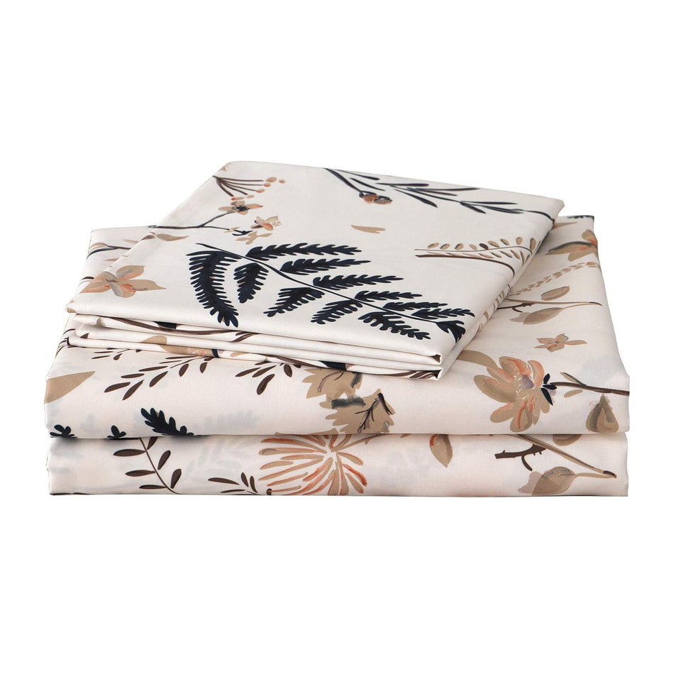 JSD Boho Floral sheet set flat view showing soft breathable fabric