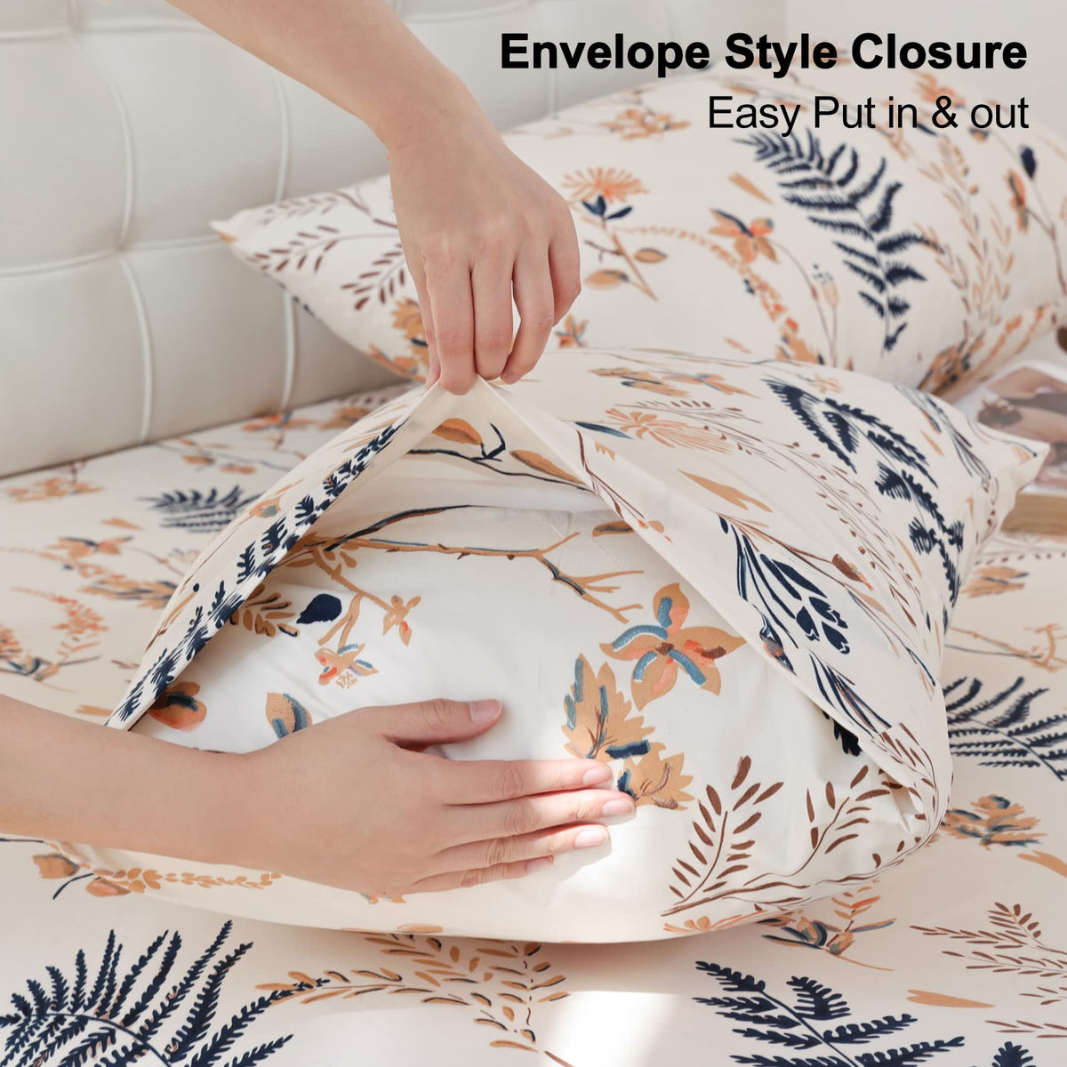 JSD Boho Floral care guide image illustrating machine wash cold and tumble dry