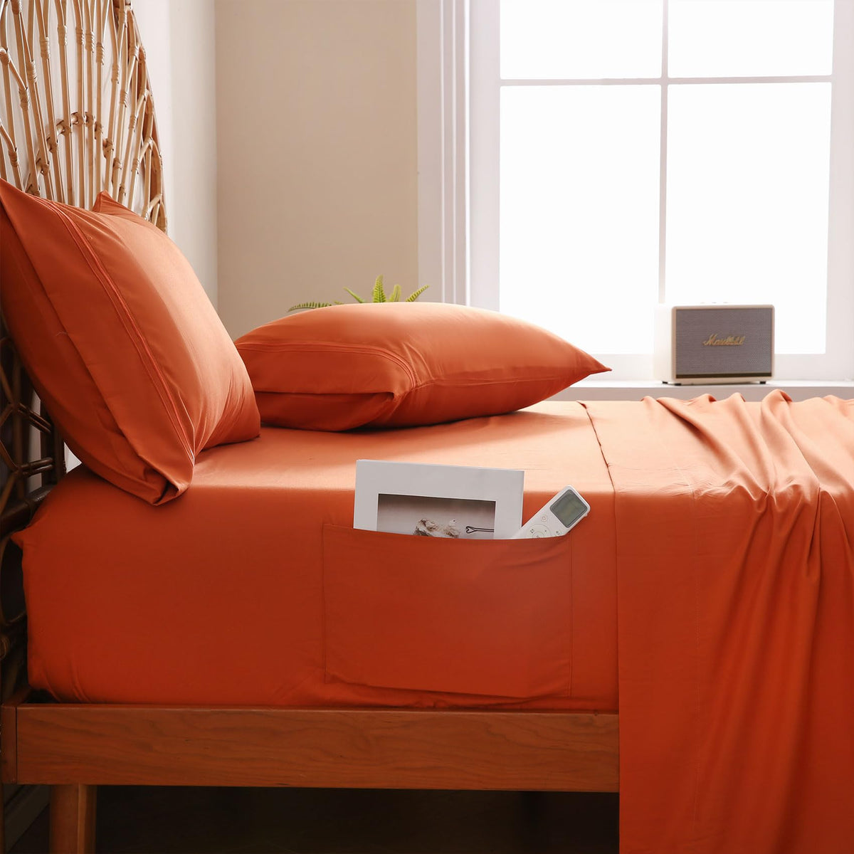 JSD Burnt Orange Queen sheets stay soft after multiple washes.