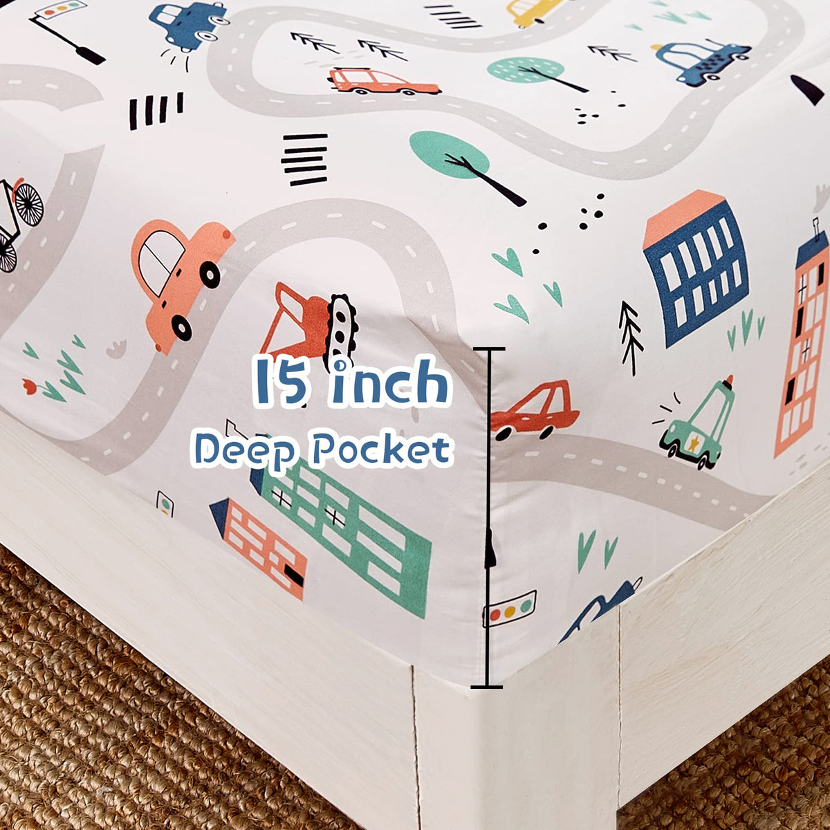 JSD Car Kids deep-pocket elastic 15 inch for secure bed fit