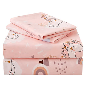 JSD Pink Unicorn flat sheet with vibrant design for imaginative, cozy nights.