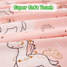 JSD Pink Unicorn rainbow patterns spark imagination during bedtime.
