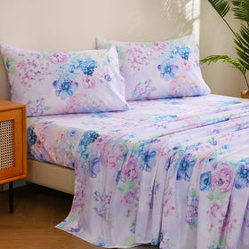 JSD Purple Hydrangea easy-care microfiber that tolerates cold machine washing.