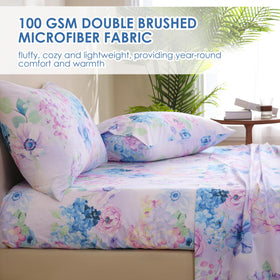 JSD Purple Hydrangea pillowcases with envelope closures keep pillows neatly tucked.