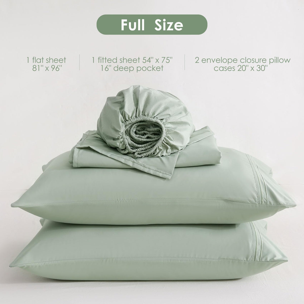 JSD Sage Green sheet set shows convenient side pocket for small items