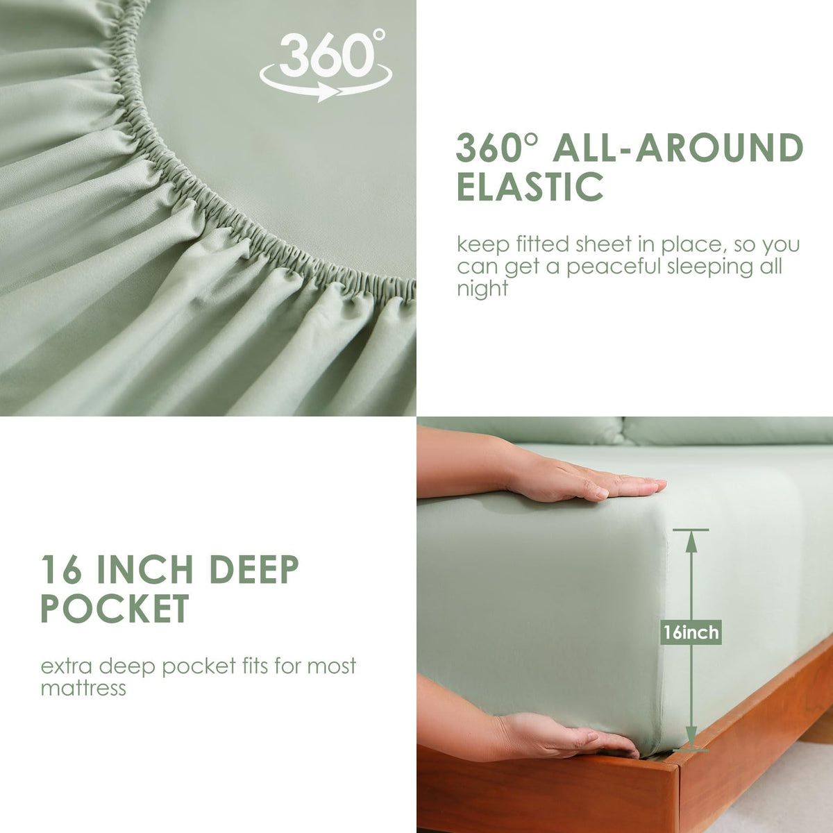 Soft microfiber texture from JSD Sage Green sheet set