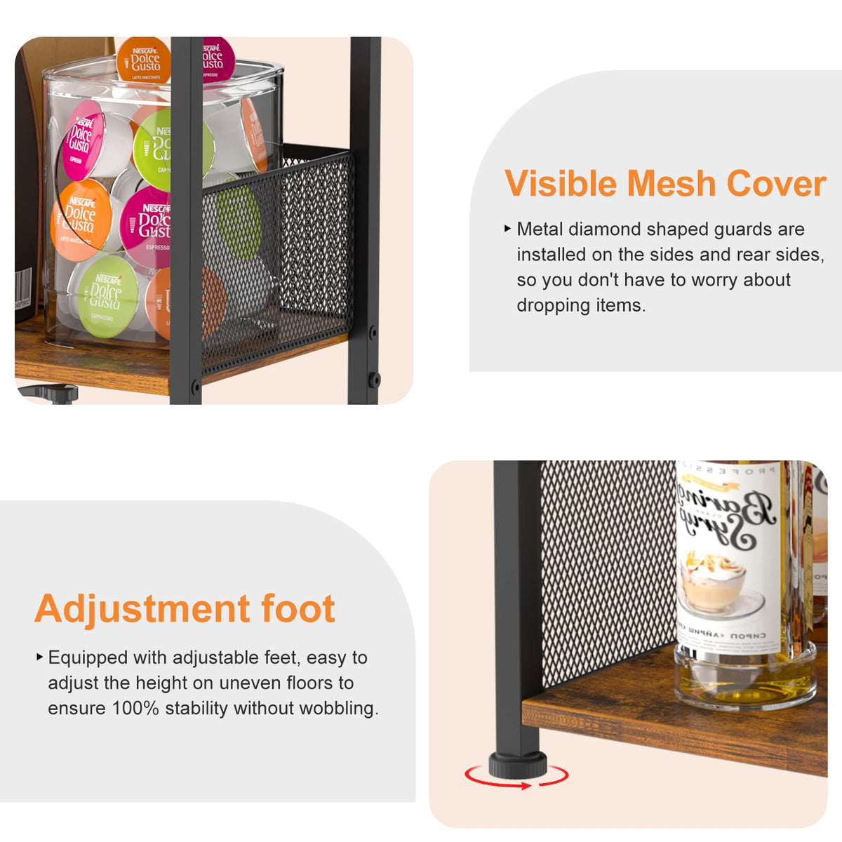 Jsskeeim adjustable feet ensure stable placement on uneven floors.