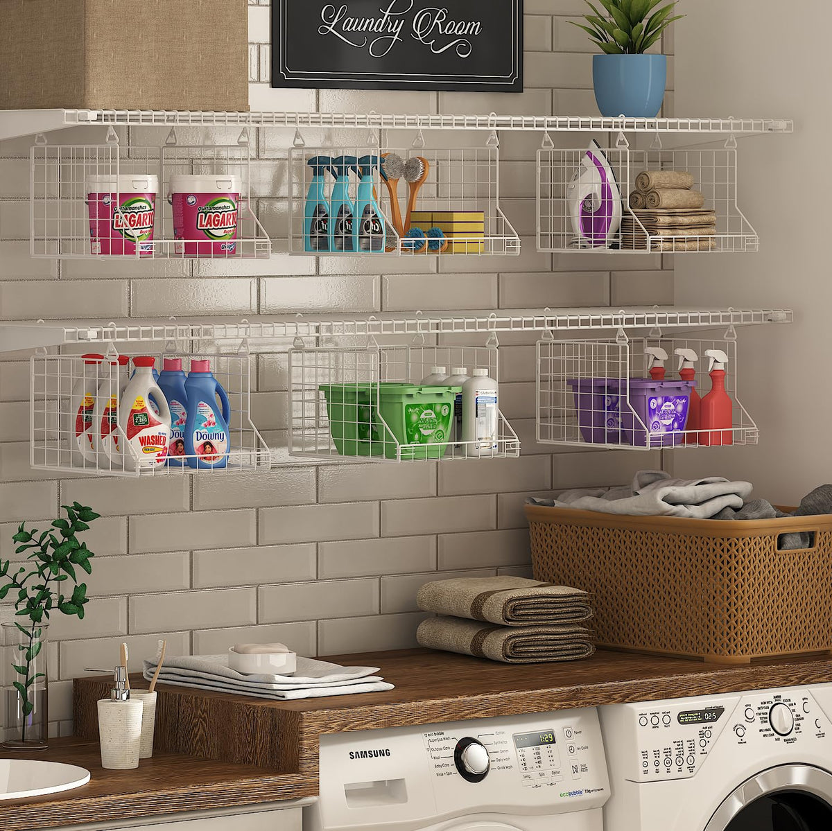 Jsskeeim rotating-hook laundry shelf for flexible item access