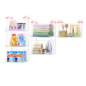 Jsskeeim white laundry baskets close-up demonstrating sturdy construction