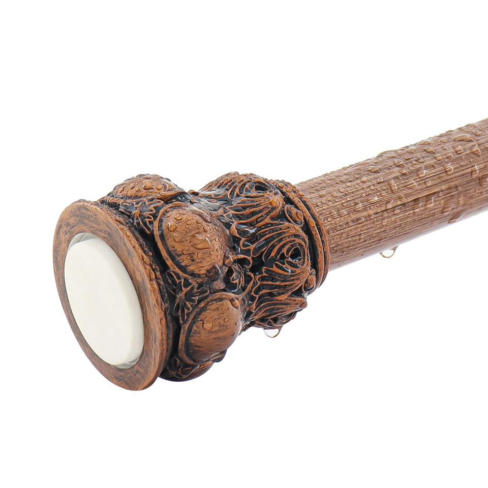 JTDTH Vintage Wood Grain Shower Rod finials add rustic flair and secure your curtain