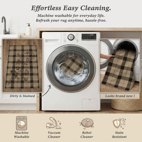 JTJ Washable Plaid Rug bathroom transitions with quick cleanups