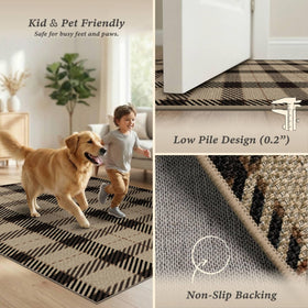JTJ Washable Plaid Rug bedroom underfoot comfort with low maintenance