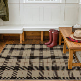 JTJ Washable Plaid Rug packaging creases relaxing after unrolling