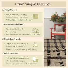 JTJ Washable Plaid Rug close-up texture shows seegrass-inspired weave