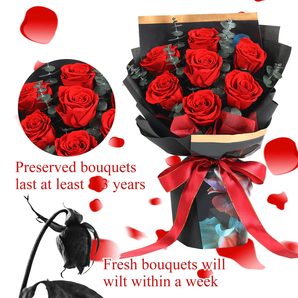 Jtoder preserved flowers require no water for easy display.