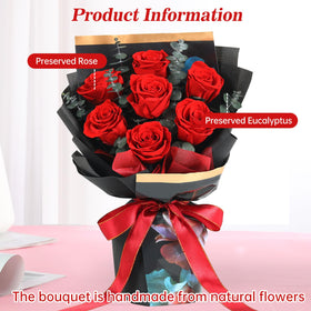 Jtoder handmade bouquet with seven red roses, crafted for gifting.
