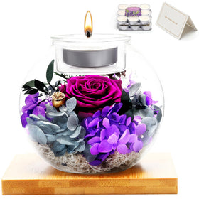 Jtoder preserved rose bouquet under glass dome, long lasting home decor centerpiece