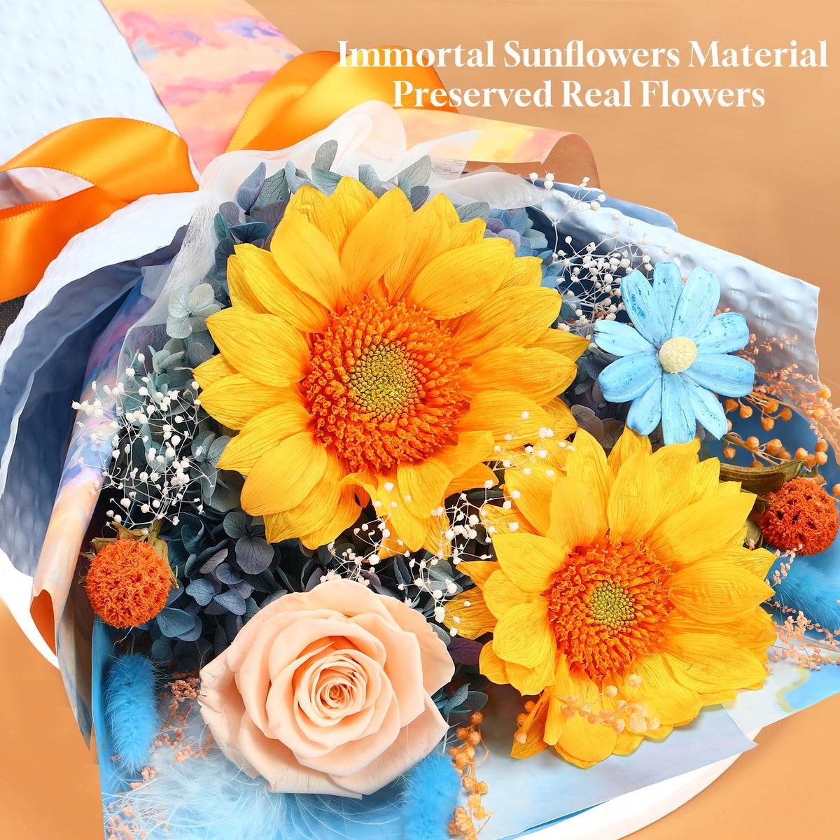 Jtoder preserved sunflower bouquet, vibrant and maintenance-free for year-round decor.