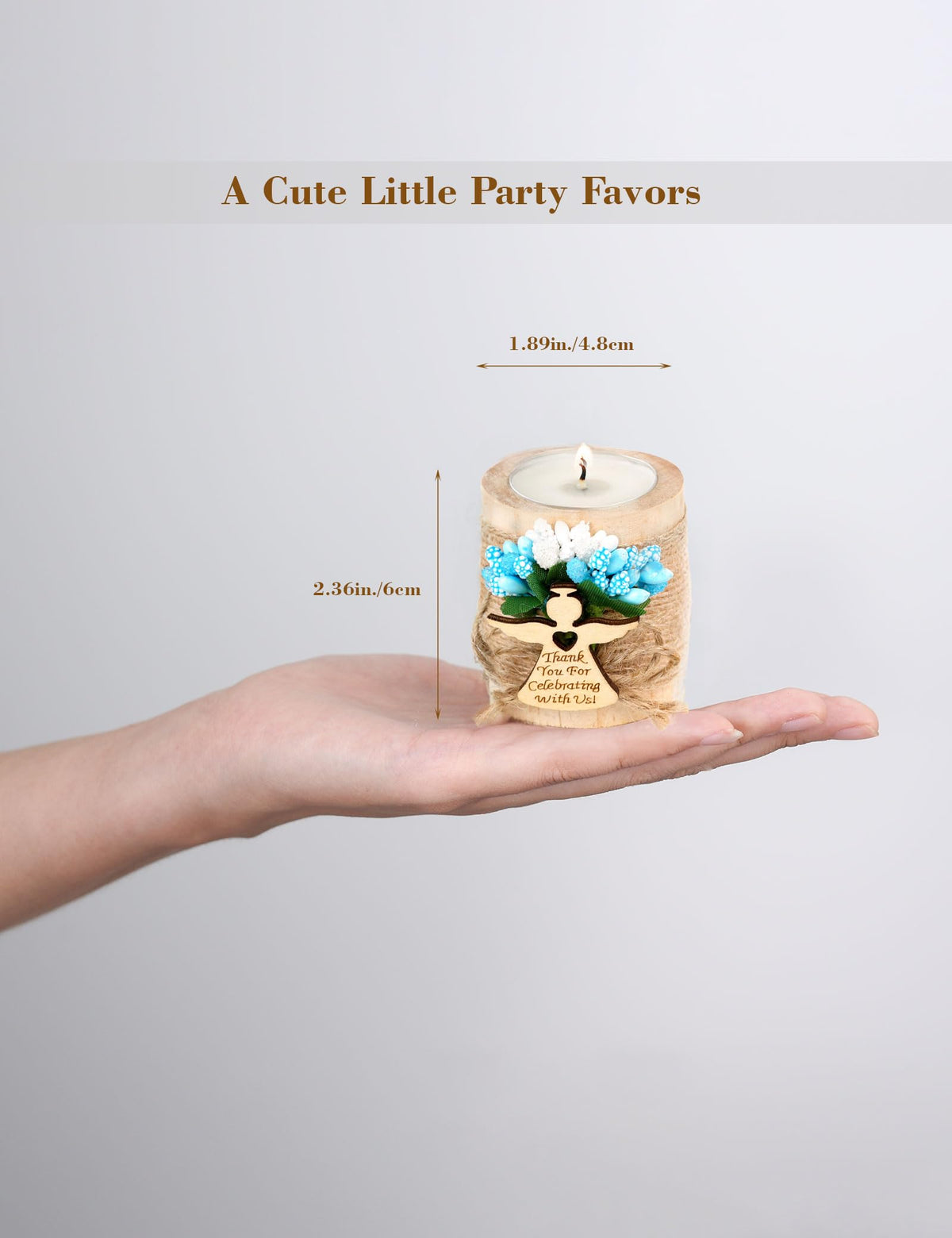 Ju's Favors baby shower tealight holder decor for celebrations.