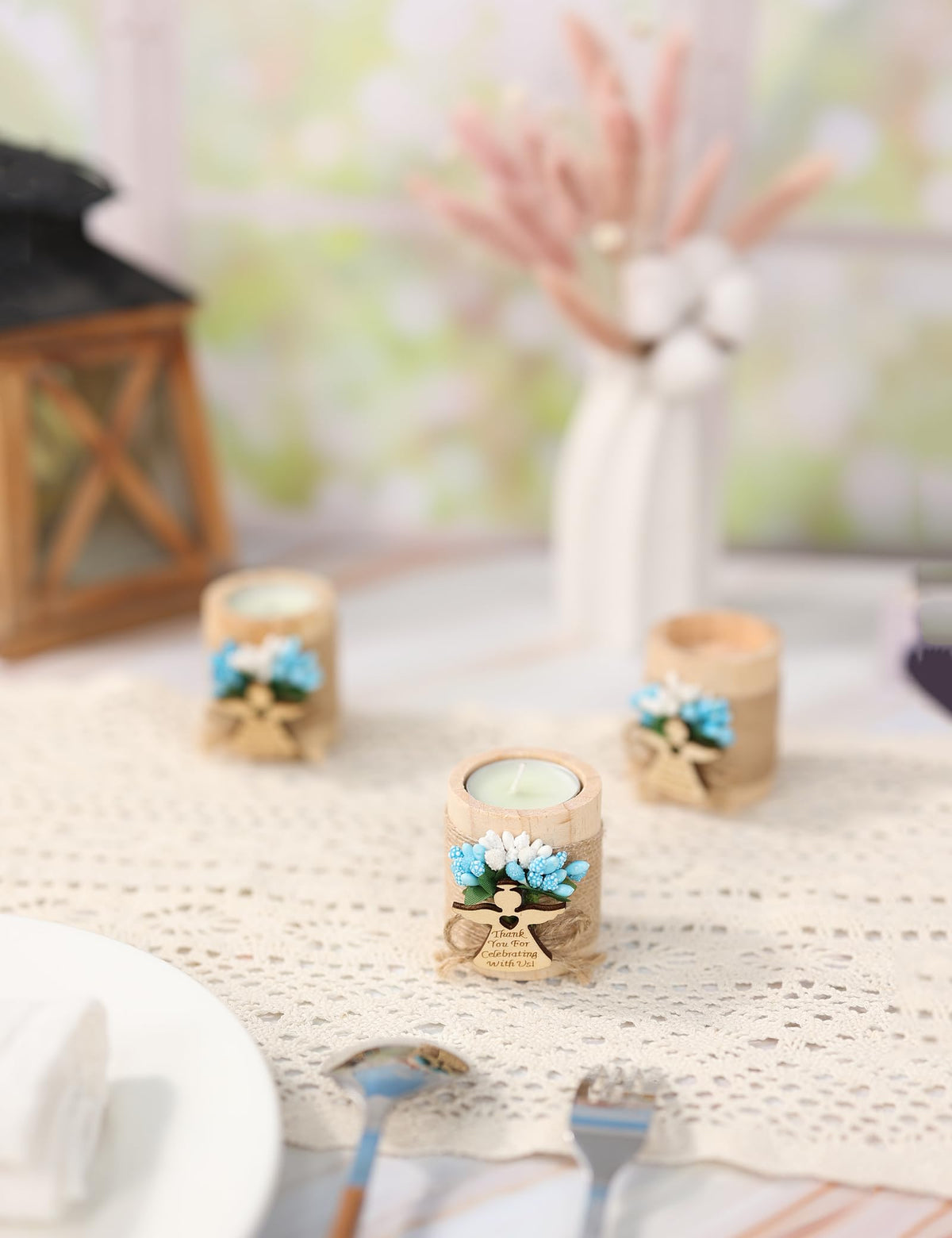 Ju's Favors personalized label tealight holder for keepsake.