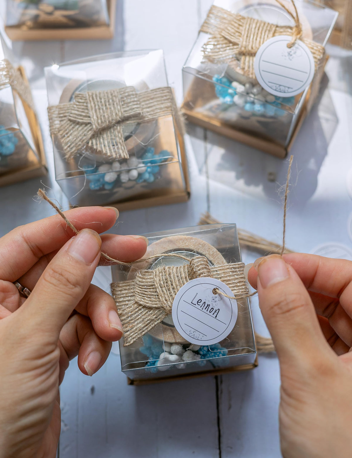 Ju's Favors compact tealight holder size fits elegant tables.
