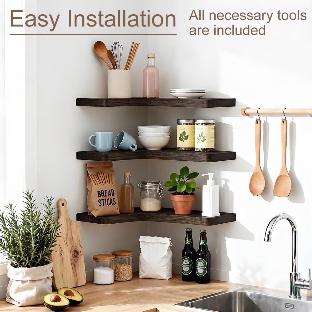 Jubilander shelves provide space for photos and keepsakes on the wall.