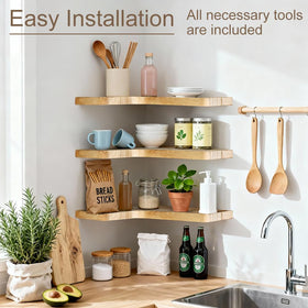 Jubilander easy-install floating shelves come with hardware for quick mounting