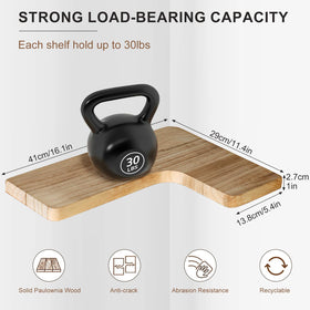Jubilander solid Paulownia wood shelves highlight natural grain and lightweight durability