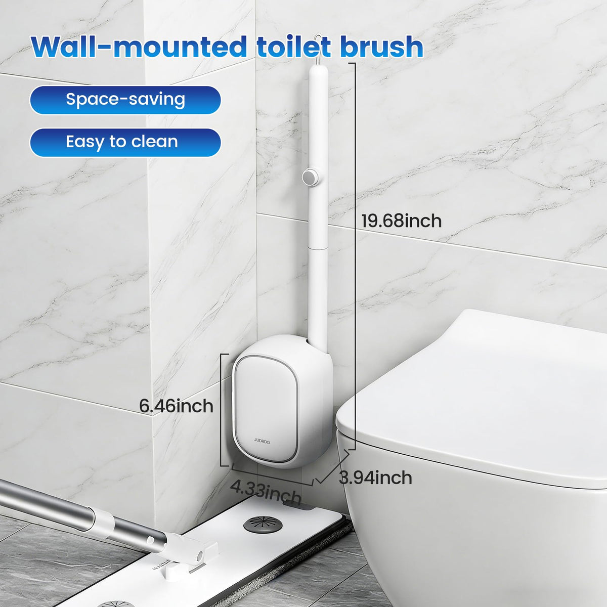 JUDRDO auto-open storage box enables hands-free hygiene after swapping heads.