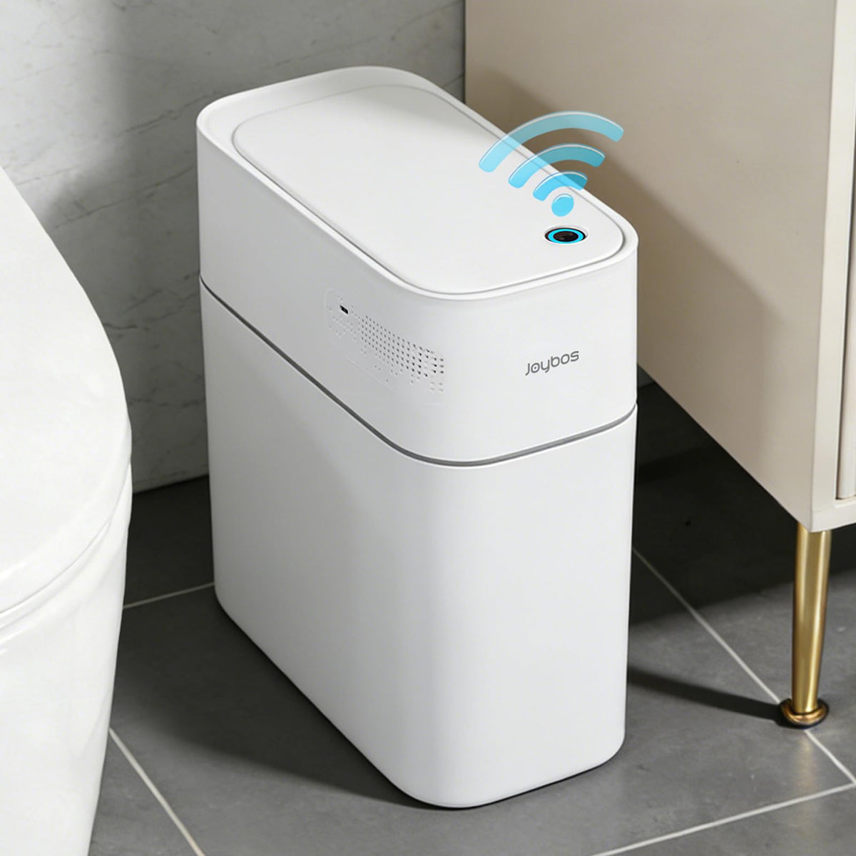 JUDRDO slim 3.5 gal trash can with sensor for hands-free bathroom use