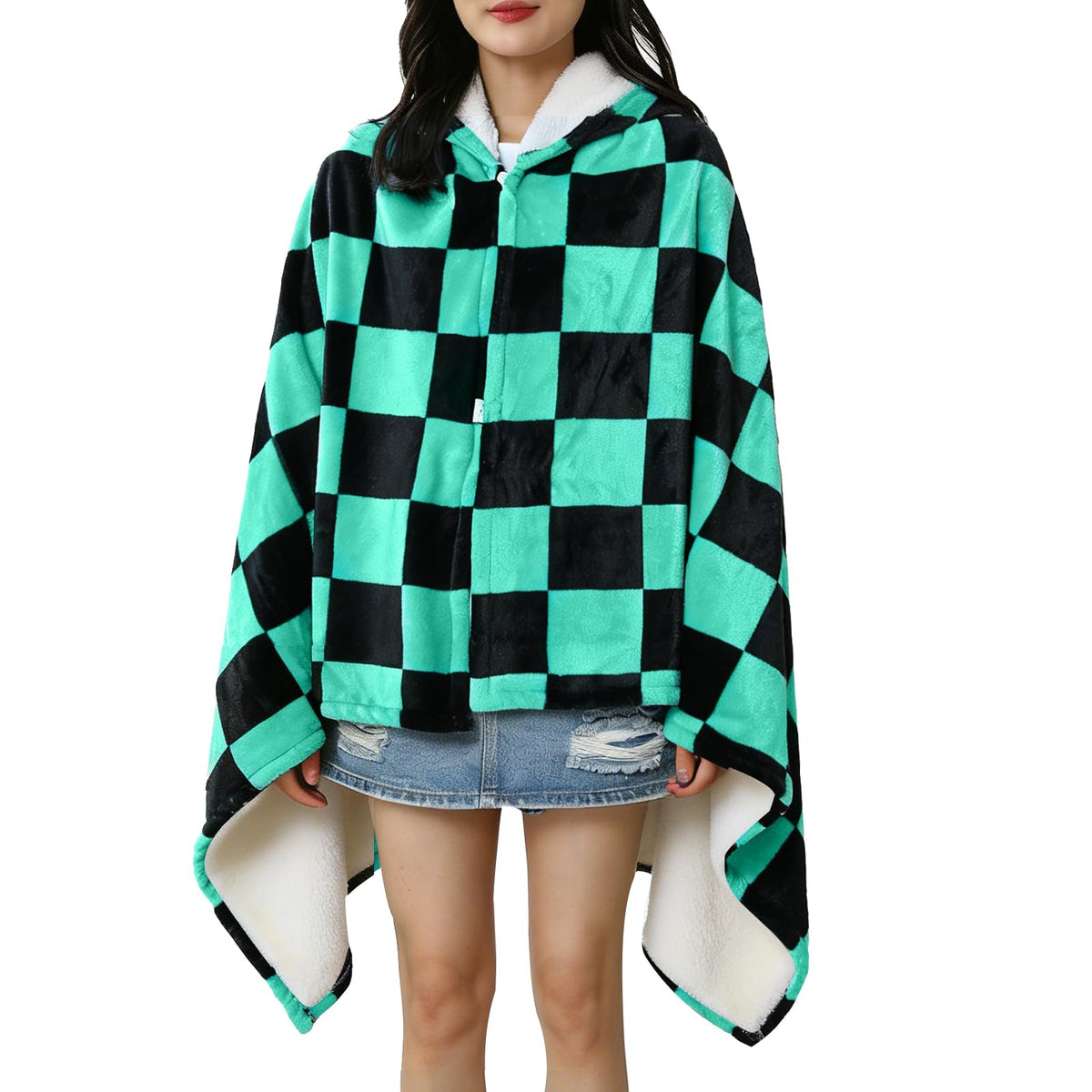 Juejuezi cozy hooded throw doubles as a costume shawl for parties.