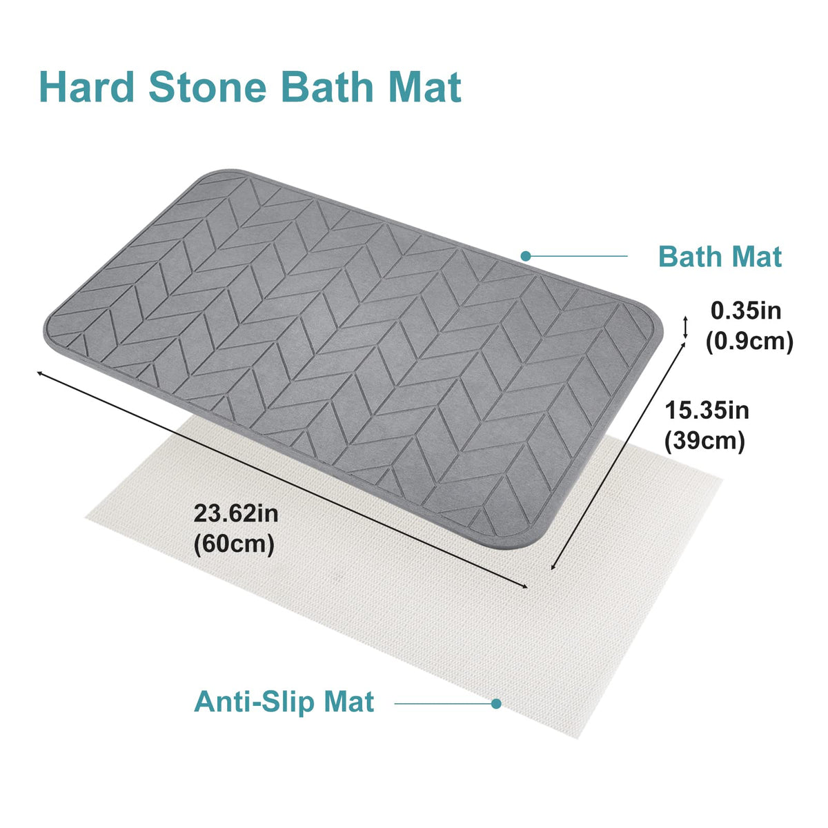 JUERLEN anti-slip underlay keeps the mat stable on smooth shower floors